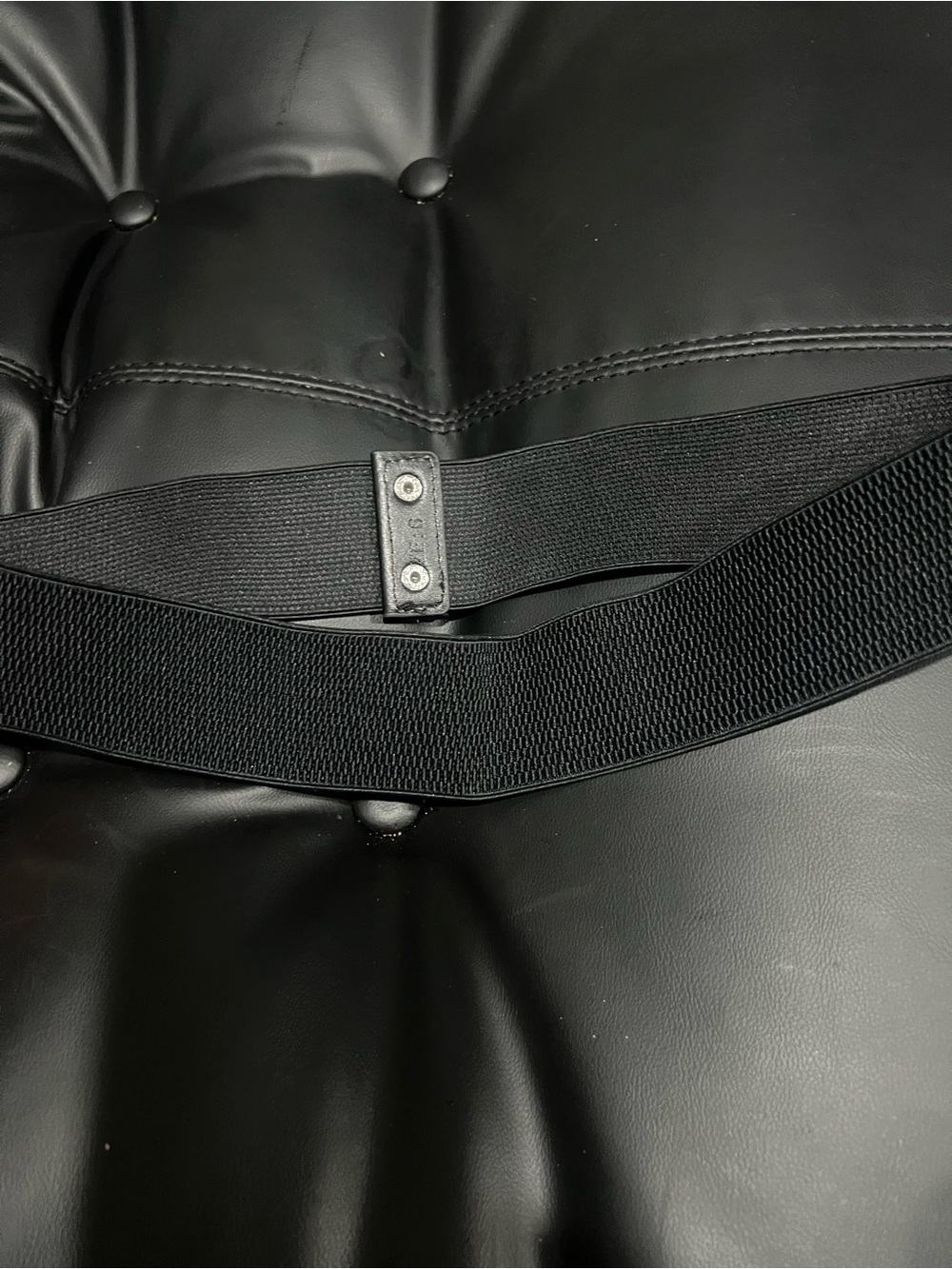 INC International Concepts Black Elastic Textured Waist Belt